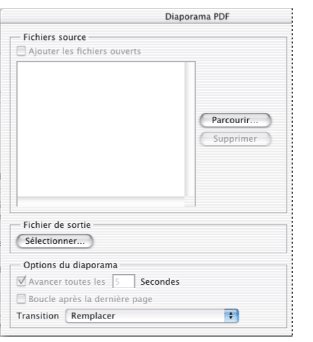 Boîte de dialogue Diaporama PDF